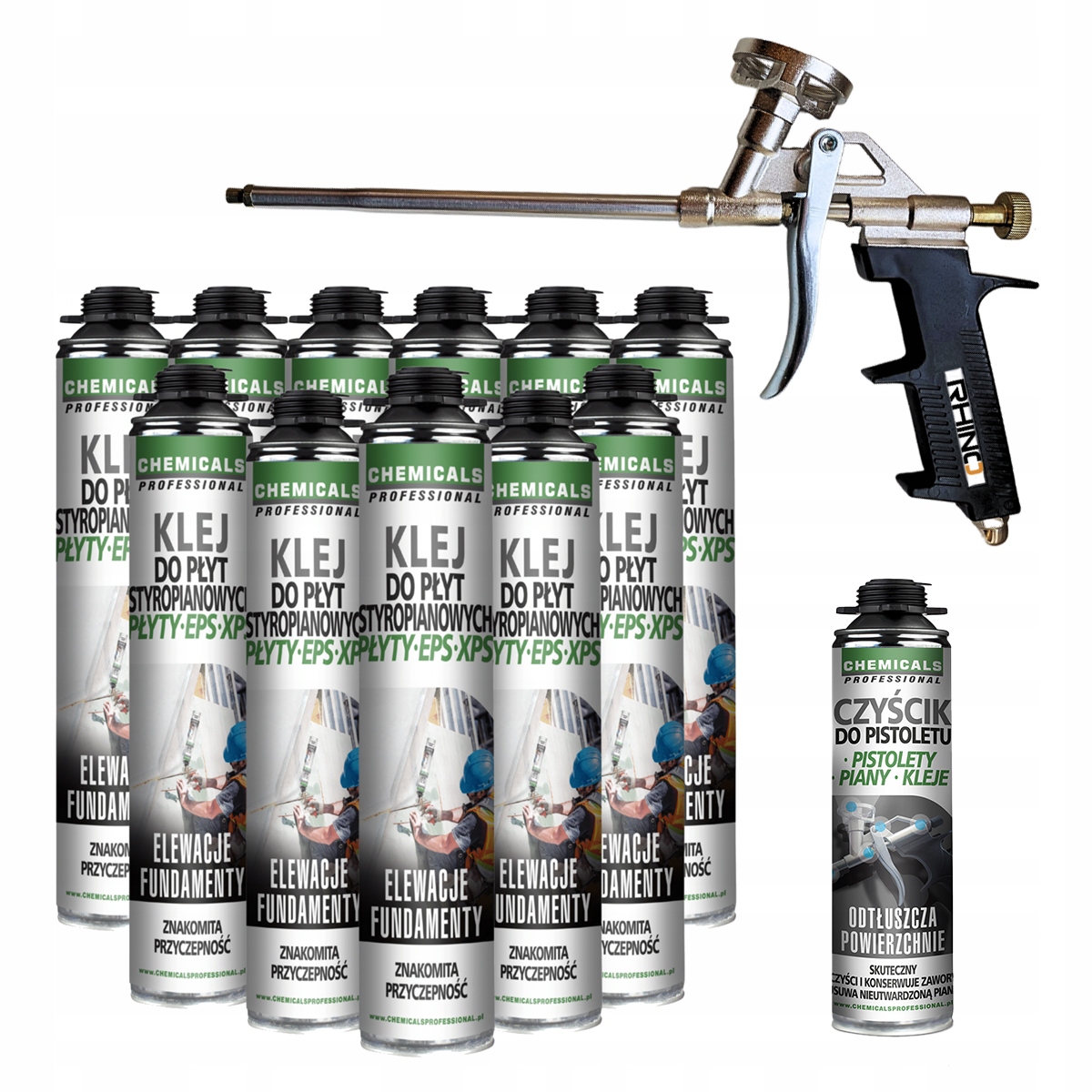 Chemikálie Professional Lepidlo na polystyrén 750 ml + PIŠTOĽ na kov montážne penové lepidlo